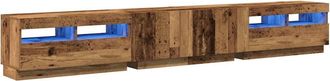 Berkfield Home TV Cabinet with LED Lights Old Wood 260x35x40 cm Engineered Wood in Brown | Size: 260 x 35 x 40 cm