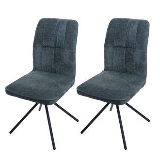 Hhg Hhg - Juego De 2 Sillas De Comedor 432, Silla De Cocina, Giratoria Con Retorno Autom&aacute;tico, Tejido/textil Chenilla (340 G/m&sup2;) &Ouml;ko-tex, Azul-verde