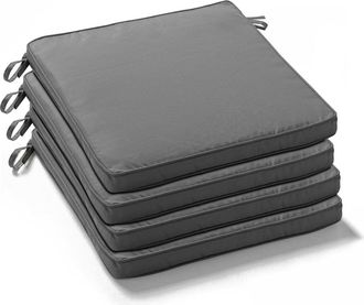 Oviala Lote de 4 cojines de silla de poli&eacute;ster gris 40x40x3 cm
