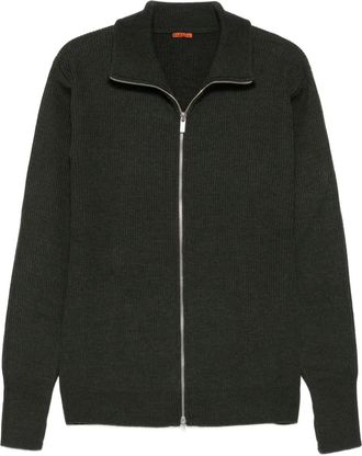 Barena Cardigan a coste con zip - Verde