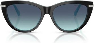 Tiffany & Co. 55mm Cat Eye Sunglasses in Black On Tiffany Blue /Azure at Nordstrom