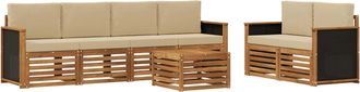 vidaXL Conjunto De Sof&aacute;s De Exterior 7 Uds. Natural Y Beige Vidaxl