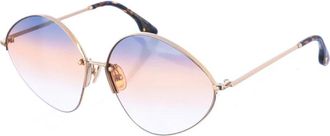 Victoria Beckham Metalen Frame Rechthoekige Zonnebril Grijs Verloop - Dames - Zonnebrillen - Geel - ONE Size - Accessoires