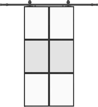 vidaXL Puerta Corredera Herrajes Negro 102,5x205 Cm Vidrio Templado Vidaxl
