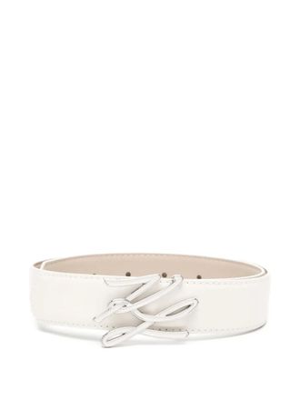 Karl Lagerfeld logo-plaque leather belt - women - Calf Leather - 65 - White