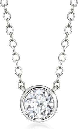 Ross-Simons Bezel-Set Lab-Grown Diamond Solitaire Necklace in Sterling Silver