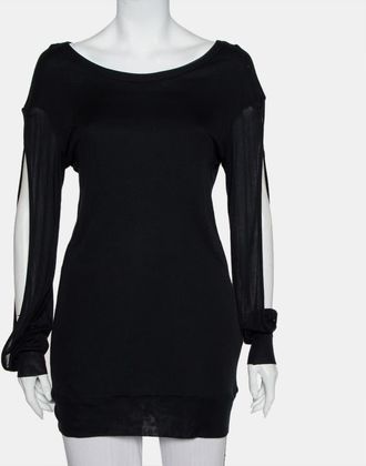 Ann Demeulemeester Black Modal Cutout Sleeve Detail T-Shirt