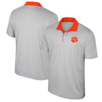 Colosseum Mens Colosseum Gray Clemson Tigers Big & Tall Tuck Striped Polo at Nordstrom, Size X-Large