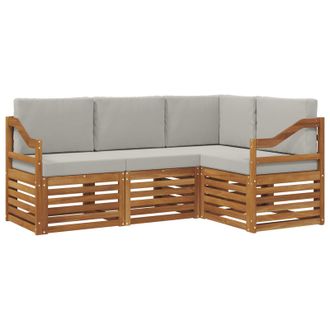 vidaXL Juegos De Sof&aacute;s Con Coj&iacute;n 4 Pcs Gris Natural Y Claro Vidaxl