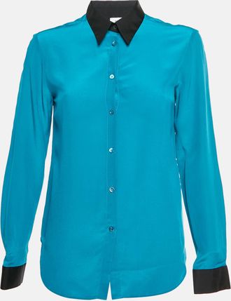 M Missoni Teal Blue/black Chiffon And Cotton Long Sleeves Shirt