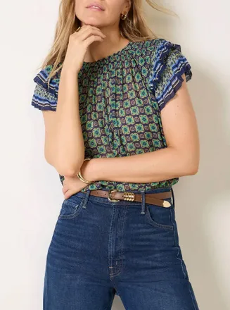 Velvet Dahlia Top In Multi