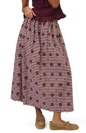 Nobody's Child Naples Cotton Blend Midi Skirt in Red at Nordstrom, Size 14