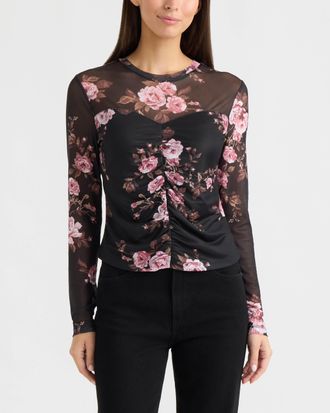 Ellen Tracy Womens Sweetheart Mesh Top