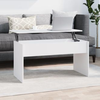 vidaXL Mesa De Centro Madera Contrachapada Blanco 102x50,5x52,5x Cm Vidaxl