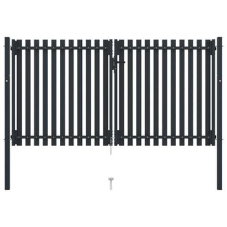 Berkfield Home Sturdy Double Door Fence Gate Steel 306x220 cm Anthracite in Dark Grey