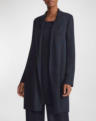 Lafayette 148 New York Shawl Collar Jacquard Open Front Jacket In Navy