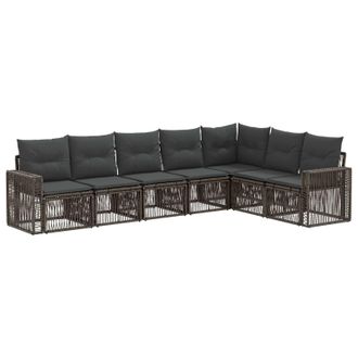 vidaXL Conjunto De Sof&aacute;s De Jard&iacute;n 7 Pcs Gris Y Gris Oscuro Vidaxl