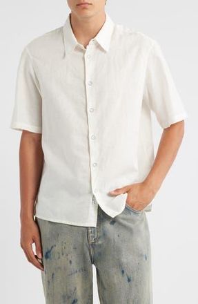 Rag & Bone Dalton Short Sleeve Linen & Cotton Button-Up Shirt in Chalk at Nordstrom Rack, Size X-Large