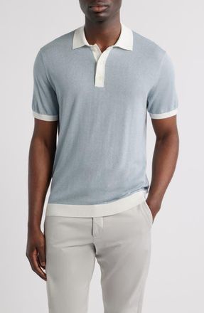 Robert Barakett Jorren Polo Sweater in Soft Teal at Nordstrom, Size Large