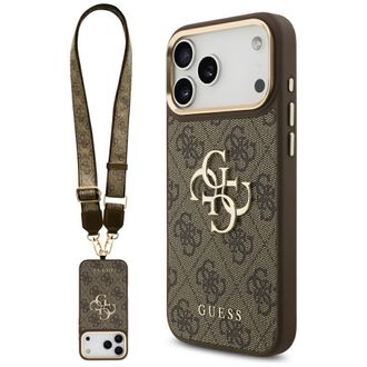 OEM Funda Guess 4g Big 4g Classic Logo Bigstrap Con Botones Met&aacute;licos Para Iphone 17 Pro Max, Color Marr&oacute;n