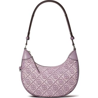 Tory Burch T Monogram Fil Coup&eacute; Crescent Shoulder Bag in Lilac at Nordstrom