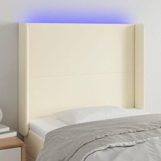 vidaXL Cabecero Con Led Cuero Sint&eacute;tico Color Crema 93x16x118/128 Cm Vidaxl