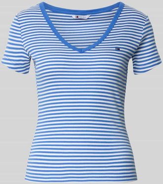 Tommy Jeans Slim Fit T-Shirt aus Baumwoll-Mix in Blau, Gr&ouml;&szlig;e XL