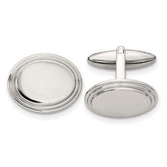 Diamond2Deal Stainless Steel Polished Oval Cufflinks