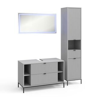 Vicco Juego De Muebles De Ba&ntilde;o De 3 Piezas Eliza, Gris, 3 Partes, Vicco