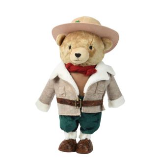 MondoViro Oso de peluche navide&ntilde;o campestre con gorro, 38 x 23 cm, 60 cm de alto