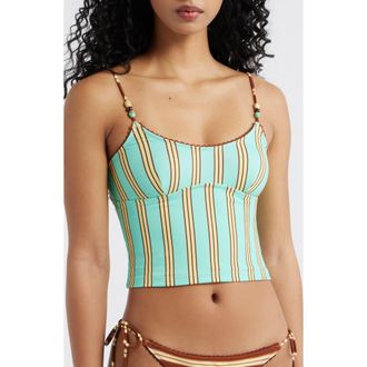 Damson Madder Trudi Stripe Crop Tankini Top in Mint at Nordstrom, Size 10 Us
