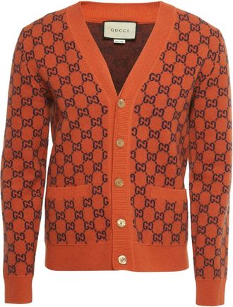 Gucci Cardigan con motivo GG jacquard - Arancione