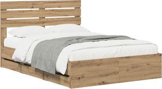 vidaXL Bed Frame With Storage And Headboard Artisan Oak 120 X 200 Cm Vidaxl
