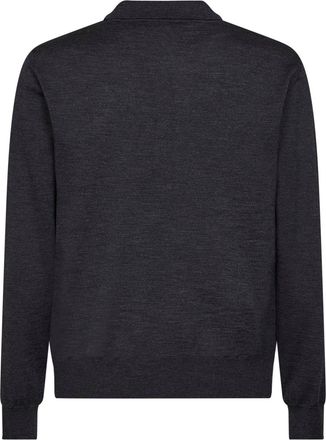 Valentino Mens Polo Shirt Dark Grey Wool Cotton T-shirts And Polos