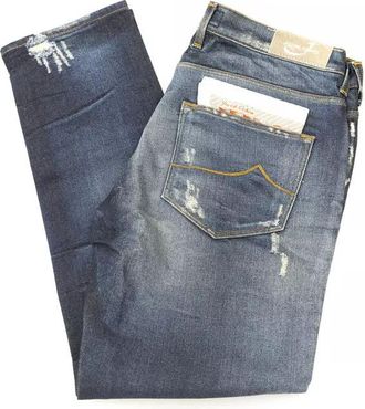 Jacob Cohen Womens Comfort Distressed Jeans J688 Model - Medium Blue Cotton - Size 29 (Waist)