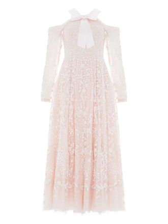 Needle & Thread embroidered-flowers maxi dress - women - Polyester - 12 - Pink