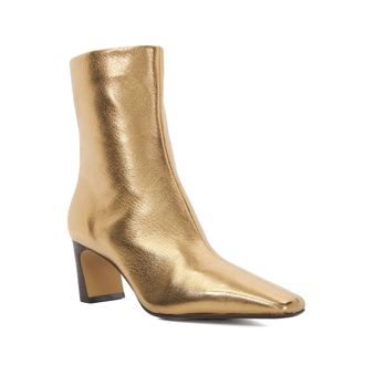 Dune London Womens Ladies Obriele - Pointed Toe Heel Ankle Boots - Gold material_leather1 - Size UK 6