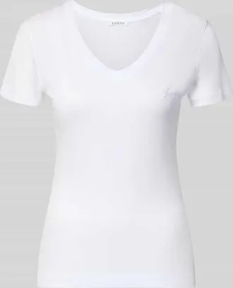 Guess Slim Fit T-Shirt aus reinem Lyocell in Weiss, Gr&ouml;&szlig;e XL