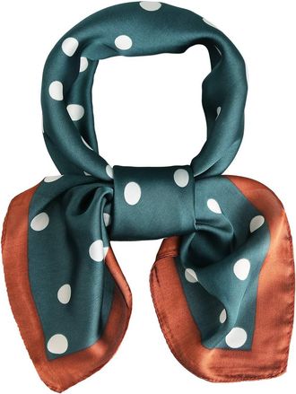 Sojos Vintage Square Silk Neck Scarf Polka Dot Scarfs For Women 27 x 27 Neckerchief Grace with Green with White Dot