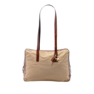 Prada Pre-owned Shoulder Bags, female, Beige, Size: ONE SIZE Pre-owned Nylon Shoulder Bag