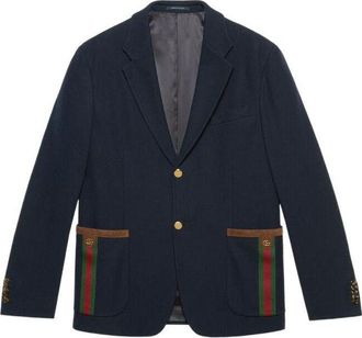 Gucci Cotton Jersey Jacket With Web Blue 673264-Z8AR0-4433
