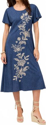Johnny Was Elowen Flutter Sleeve Knit Dress In Denim