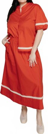 Bobo Choses Contrast-Trim Evas&eacute; Midi Skirt In Red