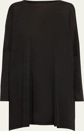 Eskandar Slim Sleeve Slash Neck Kaftan Sweater (Long Plus Length)