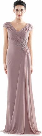 Colors Dress Embellished Waist Chiffon Gown In Mauve
