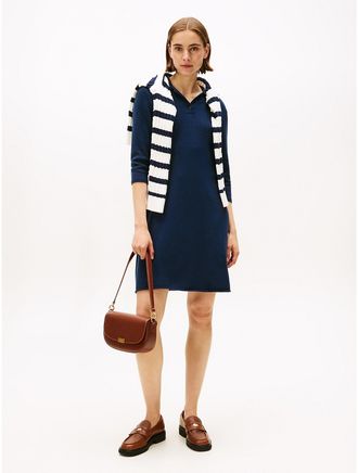 Tommy Hilfiger Womens Wool Polo Dress - Navy - L