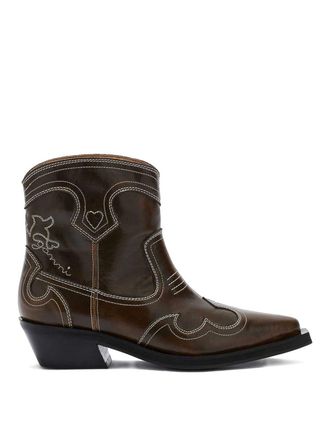 Ganni Green Western Low Boots