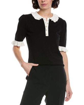 CeCe by Cynthia Steffe Cece Contrast Collar Polo Sweater