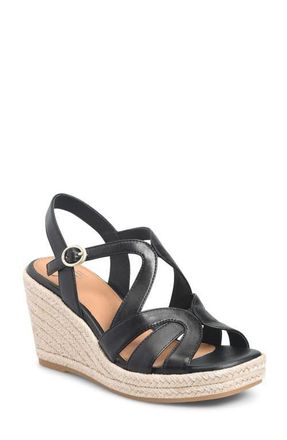 S&ouml;fft Norma Slingback Espadrille Platform Wedge Sandal in Black at Nordstrom, Size 8.5
