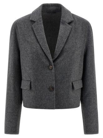 Brunello Cucinelli Crop Blazers Grigio-Donna